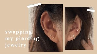 swapping my piercing jewelry for a curated ear  inspiroue [upl. by Irrahs]