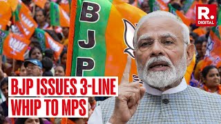 BJP Issues 3Line Whip to MPs Ahead of PMs Reply to The Motion of Thanks in Lok Sabha [upl. by Ennaear]