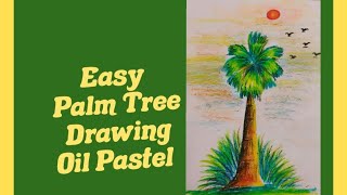 Easy Palm Tree Drawing using Oil Pastel step by step youtube youtubeindia minecraft [upl. by Verile]