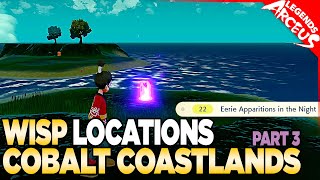 Every Wisp Location in Cobalt Coastlands  Pokemon Legends Arceus [upl. by Kabob]