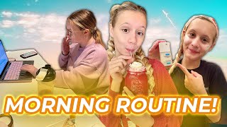 Online School Morning Routine 2021 Skincare and Stretching Habits  COUCH SISTERS [upl. by Mcnully]