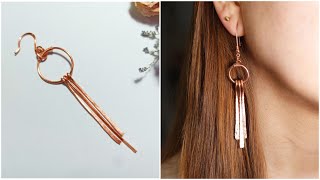 Making Dangling Earrings with WireHandmade Jewelry Tutorial [upl. by Auqinot]