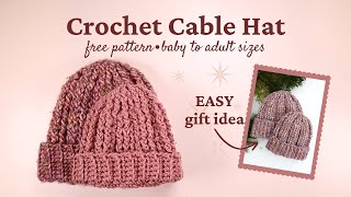 Bulky Crochet Cable Hat  Free Pattern  Made on Mill [upl. by Dnomrej]