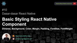 Basic Styling React Native Component  Dimensi Background Color Margin Padding FontSize [upl. by Atelokin]