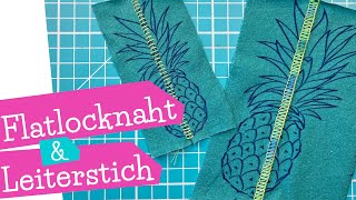 Flatlocknaht amp Leiterstich mit der Overlock  3Faden Flachnaht  Wendenaht  Nähen  mommymade [upl. by Idalia]