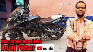 Disc brake repair pulsar  Pulsar AS 150  disc brake servicing [upl. by Lamar]