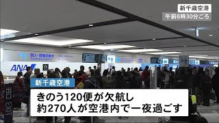 大雪で新千歳空港で一夜過ごした人も 通常運航へ 181208 1220 [upl. by Llerehc318]