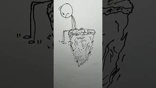 stick man sitting alone lost on flying rock cartoon [upl. by Quintilla]