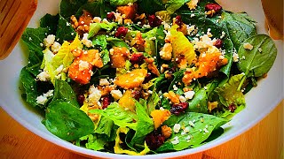 RECIPE  Pumpkin amp Spinach Salad with cranberries and walnuts [upl. by Courtnay]