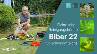 Effektive Reinigung mit der elektrischen Reinigungsbürste Biber 22  Schwimmteich amp Granittreppe [upl. by Norvun]