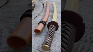 Wooden bokken daito with brown plastic tsuba plastic saya and tsukamaki for Iaido  Hornbeam [upl. by Ydeh]