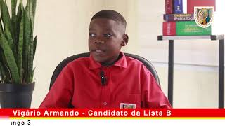 ENTREVISTA Vigário Armando candidato a Presidente a Autarquia do Zango 3 pela lista B [upl. by Kcirrek]