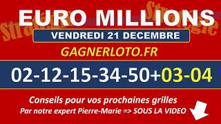 EUROMILLIONS NUMEROS GAGNANTS TIRAGE VENDREDI 21 DECEMBRE [upl. by Dranyer]