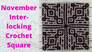 November Interlocking Crochet Square  Interlocking Crochet Blanket Square [upl. by Noyk]