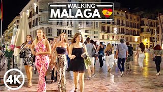 🇪🇸 MÁLAGA Spain  City Night Walk October 2021  4K Nightlife Walking Tour [upl. by Enajharas]