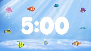 5 Minute Countdown Timer for Kids with Alarm and Fun Music  Under the Sea 🐟 [upl. by Nivlen]