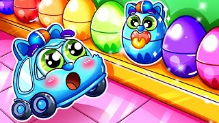 Dinosaurs Surprise Eggs  Humpty Dumpty Grocery Store  More Nursery Rhymes by Cars amp Play [upl. by Nelleoj]