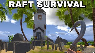 Raft Survival Ocean Nomad Litehouse Restore mod gameplay [upl. by Banquer502]