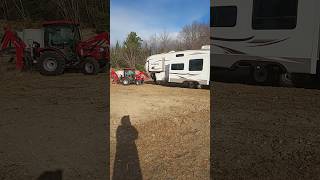 Moving the Camper with Our Mahindra Tractor wintercamping offgrid offgridliving [upl. by Manly]