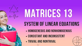 System of Linear Equations Trivial and Nontrivial Solutions [upl. by Virg]