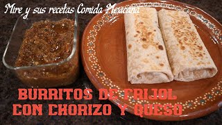 Burritos de Frijol con Chorizo y Queso Receta Facil y Rapida [upl. by Alegre120]