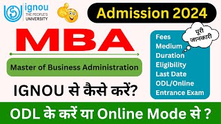 IGNOU MBA Admission 2024 All Details  IGNOU Admission 2024 January SessionIGNOU Admission Process [upl. by Bobbe]