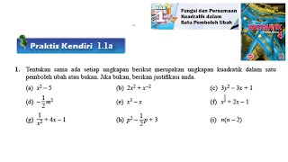 KSSM Matematik Tingkatan 4 Bab 1 Fungsi dan persamaan kuadratik dalam satu praktis kendiri 11a no1 [upl. by Mixie]