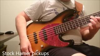 Bass pickup comparison Bartolini 9J1 Both pickups turned all the way up [upl. by Parhe]