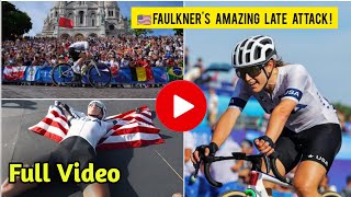 🇺🇸 USAs Kristen Faulkner late attacking to win gold in womens road race Paris Olympics 2024 [upl. by Eeram]