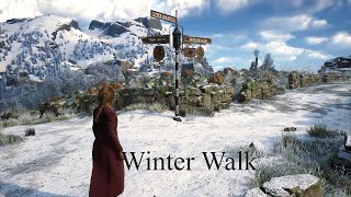 Winter Walk to Hogsmeade Village  Hogwarts Legacy ambience [upl. by Rafa165]