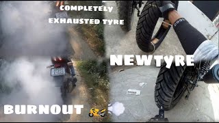 new tyre install apni 125 me  burnout🏍️💨  motovlog [upl. by Azar]