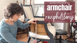 Chair Upholstery Part 7 Outside Arms Back and Trim  FULL REVEAL [upl. by Remled]