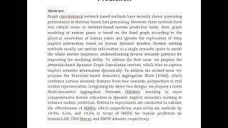 Multi Semantics Aggregation Network Based on the Dynamic Attention Mechanism for 3D Human Motion Pre [upl. by Basset]