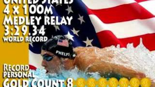 Olympic 4x100 Medley Relay USA Phelps GOLD 8 [upl. by Barimah]