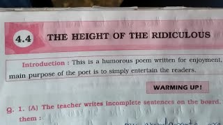 😂😂class 10th English workbook chapter 44 THE HEIGHT OF RIDICULOUS answer😂 [upl. by Erskine]