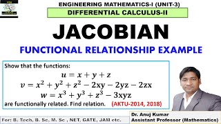 Jacobian Functional Dependence  Jacobian and its Properties  Jacobian Example and Solutions [upl. by Twyla]