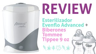 Review Esterilizador biberones eléctrico Evenflo Advanced  biberones Tommee Tippee Closer to Nature [upl. by Llennej471]