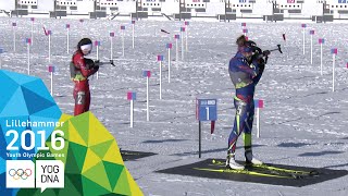 Biathlon 75km Pursuit  Khrystyna Dmytrenko UKR wins gold  Lillehammer 2016 Youth Olympic Games [upl. by Medina]