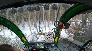 John Deere 1210G iBC timber loading cab view [upl. by Adianez52]