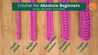 How to Crochet For ABSOLUTE BEGINNERS Basic crochet stitches [upl. by Salot]