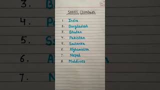 SAARC COUNTRIES NAME educational video important questions for exam  viral video [upl. by Akessej870]