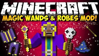 Minecraft Magic Wands amp Wizarding Robes Mod TONS OF MAGIC STUFF HD [upl. by Eiralih545]