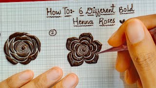 How To 6 Different Bold Henna Roses  thouseens henna [upl. by Gile429]