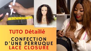 TUTO CONFECTION DUNE PERRUQUE CLOSURE A LA MACHINE détail et astuce [upl. by Dixie]