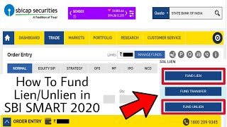 How To Fund LienUnlien in SBI SMART 2020  Sbicap Securities 2020 [upl. by Nosduj]