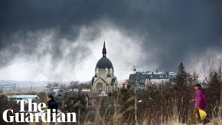 Air raid sirens stop concert in Lviv before city is struck by missiles [upl. by Nisa]