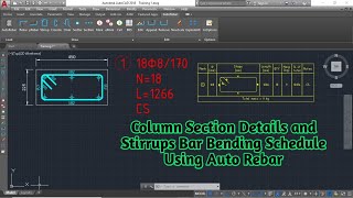 How to use Auto Rebar for Column Section Detail and Stirrups Bar Bending Schedule [upl. by Stover]