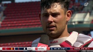 Luke Maile had the big hit in the win against the Cardinals today and spoke about Andrew Abbott [upl. by Celio]