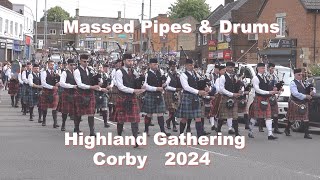 Massed Pipes and Drums  Corby Highland Gathering  2024 [upl. by Quartet]