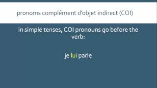 French Indirect Object Pronouns  les pronoms COI [upl. by Ielhsa]